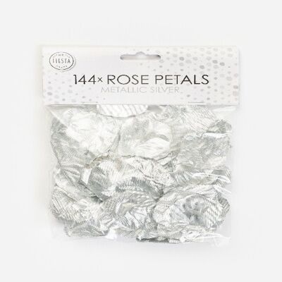 144 Rosenblätter metallisch silber
