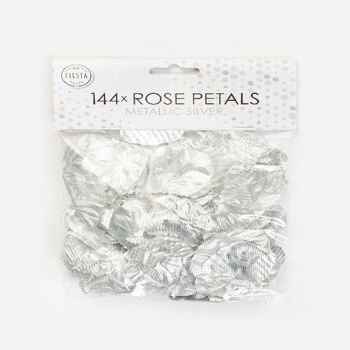 144 Pétales de rose argent métallisé