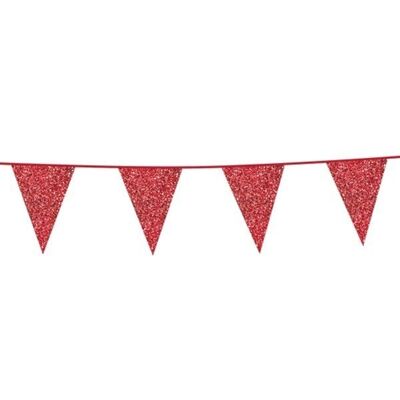 Banderines con purpurina 6m bandera roja tamaño 16x20cm