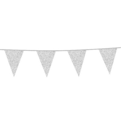 Bunting Glitter 6m argento bandiera 16x20cm
