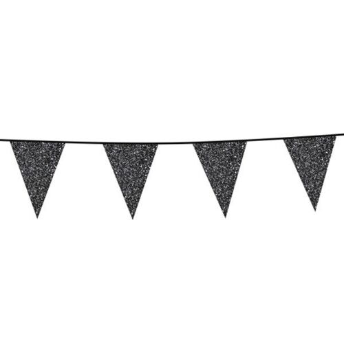 Bunting Glitter 6m black flagsize 16x20cm