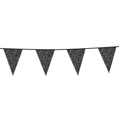 Bunting Glitter 6m nero bandiera 16x20cm