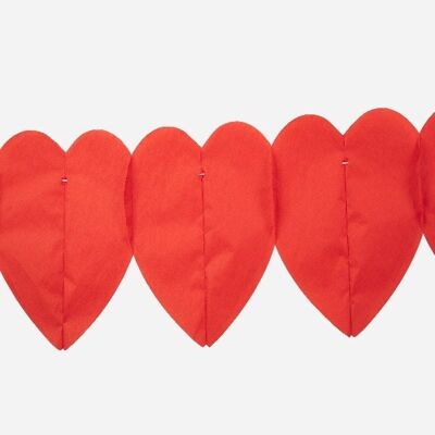 Guirnalda de papel corazón rojo 6m