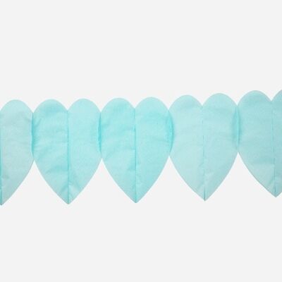 Papiergirlande Herz Babyblau 6m