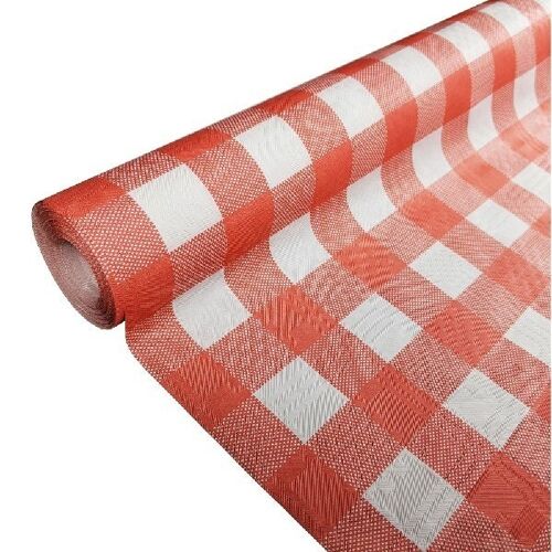 Paper tablecover 1,19x8m red gingham