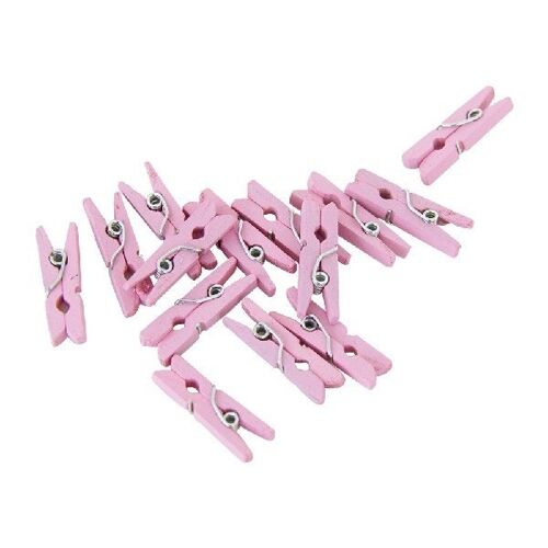 24 Mini pegs wood pink