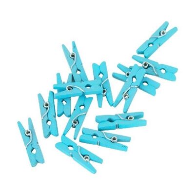 24 Mini pegs wood blue