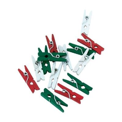24 Mini pegs wood red/white/green