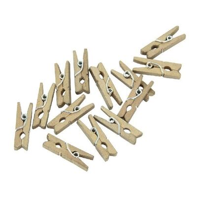 24 Mini Heringe Holz gold