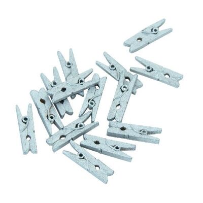 24 Mini pegs wood silver