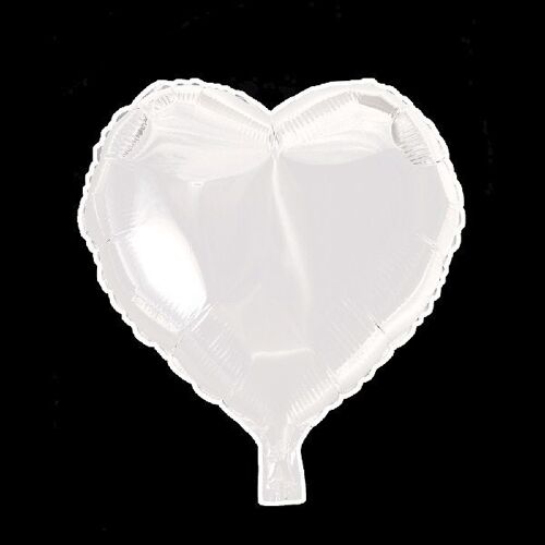 Foilballoon heartshape 18'' white singlepacked