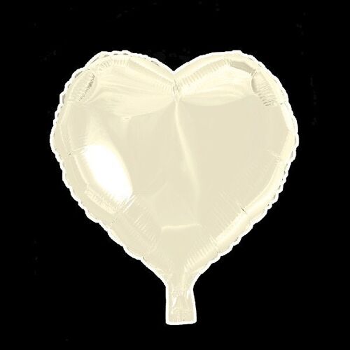 Foilballoon heartshape 18'' ivory singlepacked