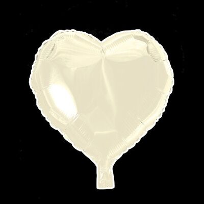 Foilballoon heartshape 18'' ivory singlepacked