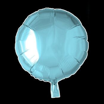 Ballon aluminium rond 18'' bleu clair (glace) emballé à l'unité