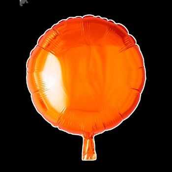 Ballon aluminium rond 18'' orange emballé à l'unité