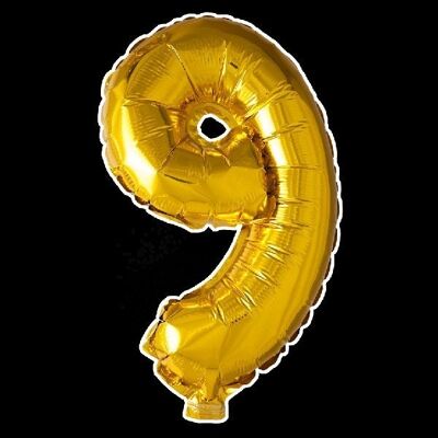 Foilballoon 16" no. 9 gold