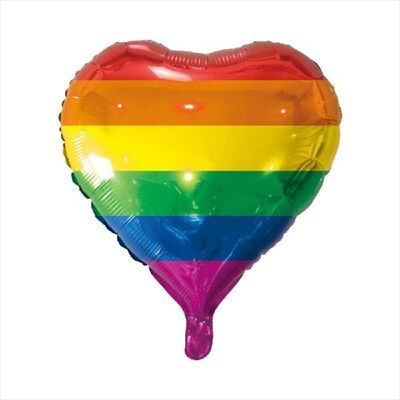 Foilballoon a forma di cuore bandiera arcobaleno 18''