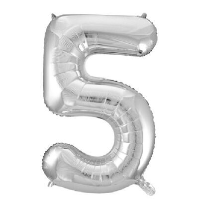 Folienballon 34" Nr. 5 silber
