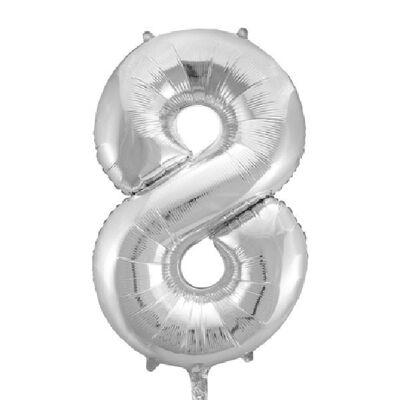 Folienballon 34" Nr. 8 silber