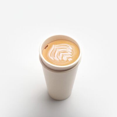 Biomasse-Kaffeetasse „Take Out“, Naturweiß, 350 ml