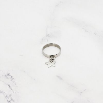 anillo con colgante de estrella grande
acero - 3mm