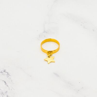 Big star charm ring
golden steel - 3mm