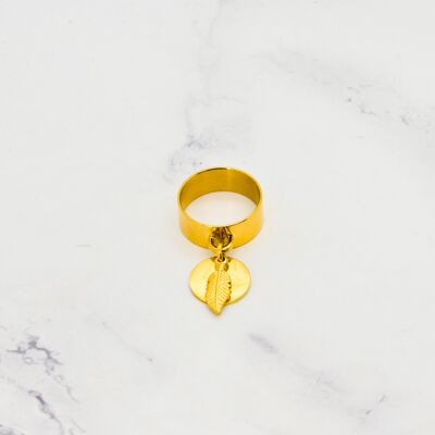 Bague breloque plume
acier avec pampille
acier doré - 8mm