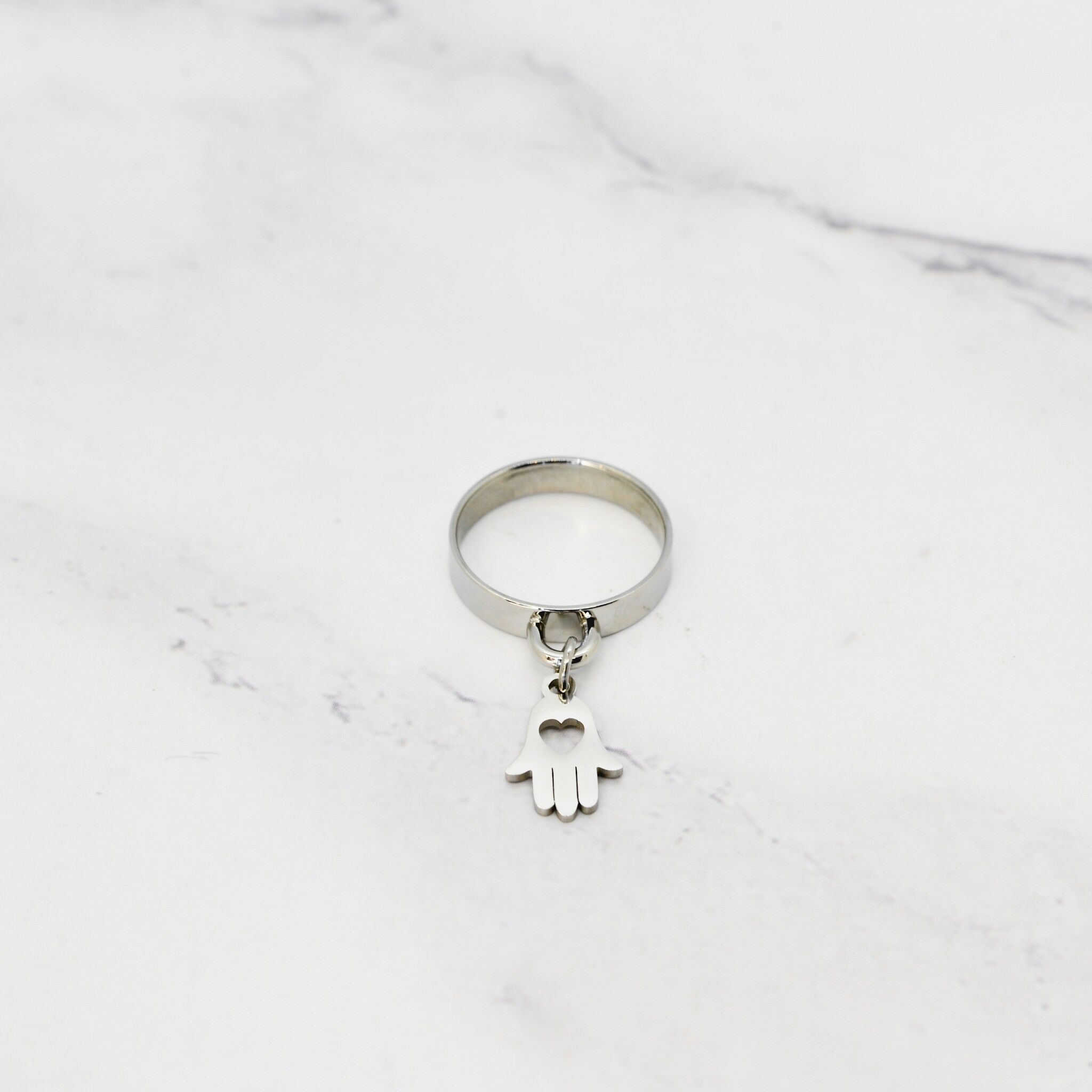 Anello in acciaio Mano di Fatma - 3mm