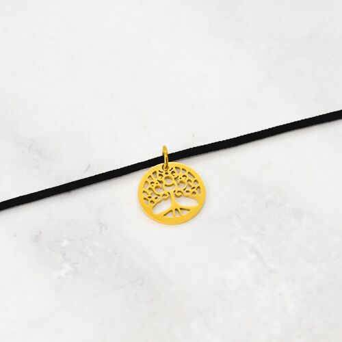 Bracelet cordon arbre de vie acier doré - 15mm