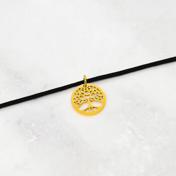 Bracelet cordon arbre de vie acier doré - 15mm 1