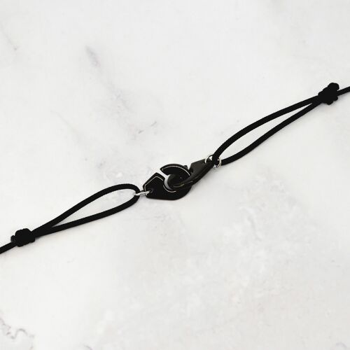 Bracelet cordon menottes acier noir