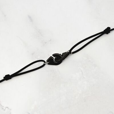 Black steel handcuff cord bracelet