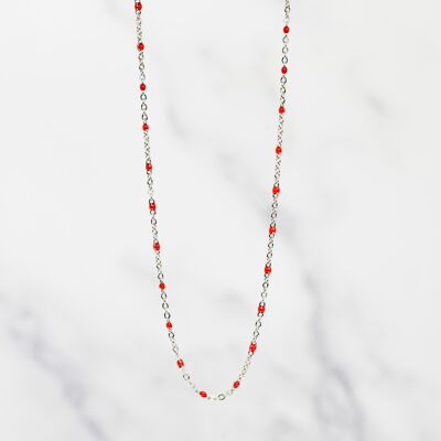Steel red enamel necklace