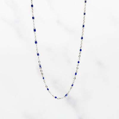 Halskette aus stahlblauer Emaille