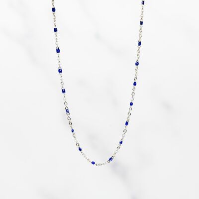 Collier émail bleu acier