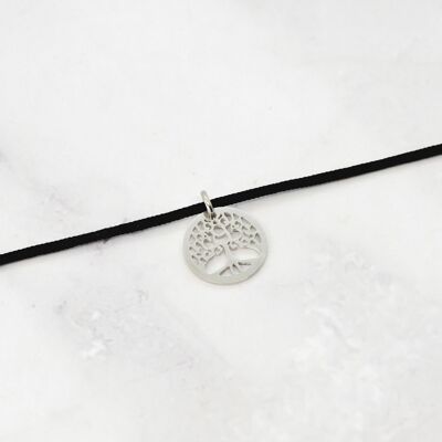 Steel tree of life cord necklace - 15mm