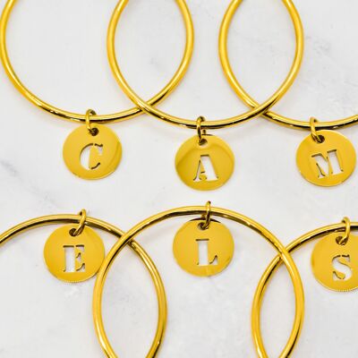 Set of 6 openwork tassel bangle bracelets with golden CAMELS letters - 20mm