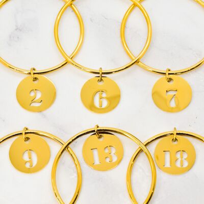 Set of 6 openwork tassel bangle bracelets with numbers Best-selling gold - 27mm