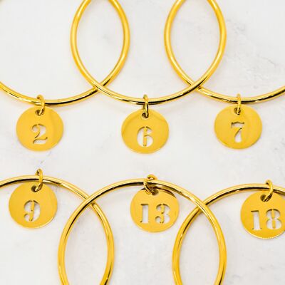 Set de 6 pulseras esclava borlas caladas con números Oro superventas - 20mm
