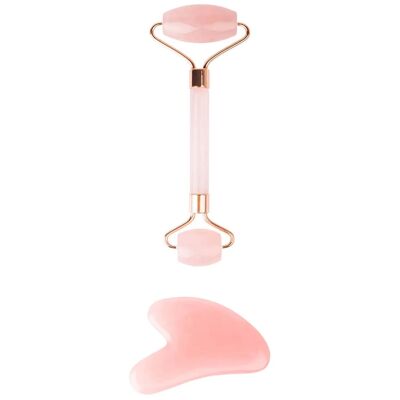 Insu Beauty Set de 2 Rodillo Facial y Masajeador Gua Sha