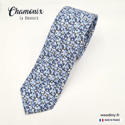 "Chamonix" blaue Krawatte - hergestellt in Frankreich