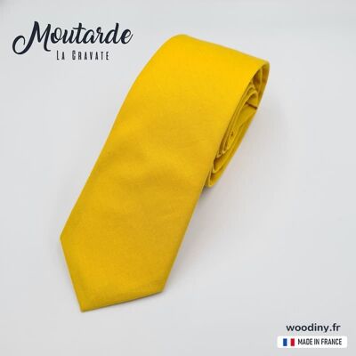 Cravate unie jaune moutarde