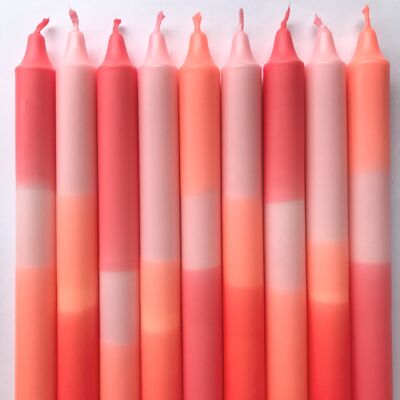 1 large dip dye stick candle pink*luminous orange