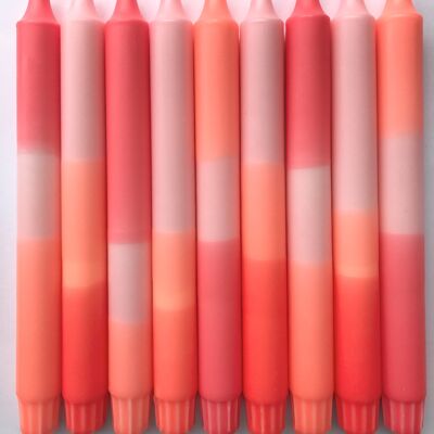 1 large dip dye stick candle pink*luminous orange