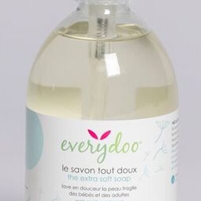 Bio-Babyseife für Gesicht und Körper, hypoallergen, vegan, farbstofffrei, parfümfrei, nachfüllbar – EVERYDOO – 500 ml – x18
