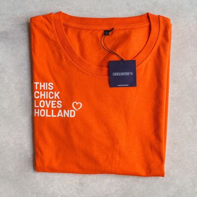 Oranje Chickslovefood-shirt (1% off)