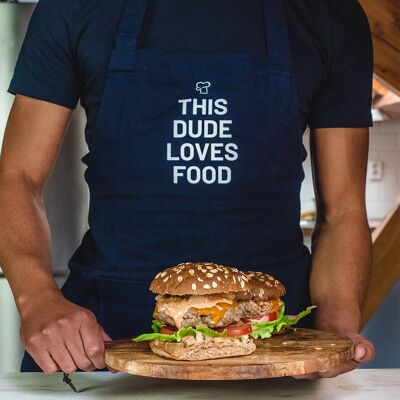 This Dude Loves Food men's apron