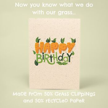 Carte de joyeux anniversaire - fabriquée à partir de papier d'herbe ! 1