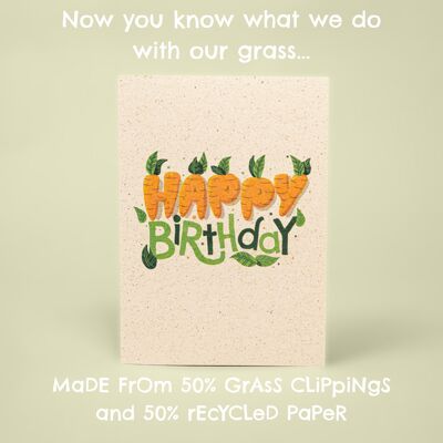 Carte de joyeux anniversaire - fabriquée à partir de papier d'herbe !