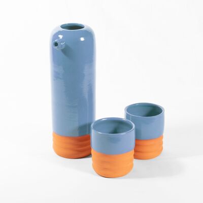 Jarra + 4  vasos azul